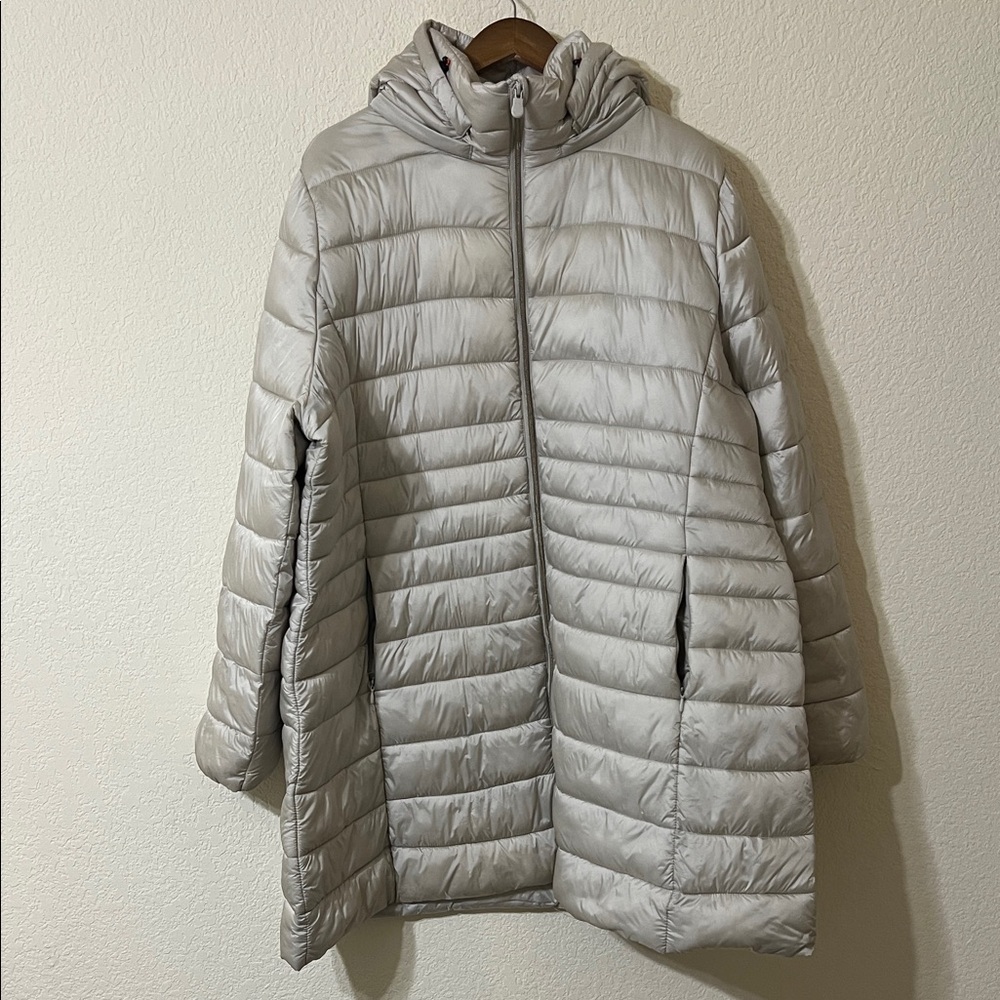SAVE THE DUCK Reese Hooded Down Puffer Coat Neutral Women’s 3X - Picture 2 of 8